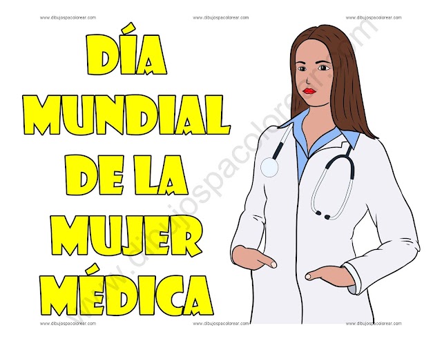 Día Mundial de la Mujer Médica dibujo a color y para colorear